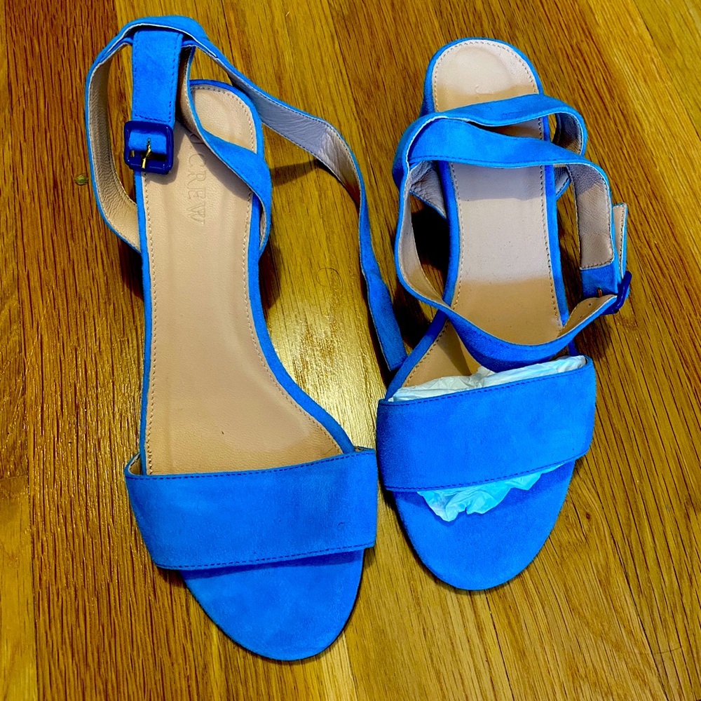 J.Crew blue suede strappy sandals